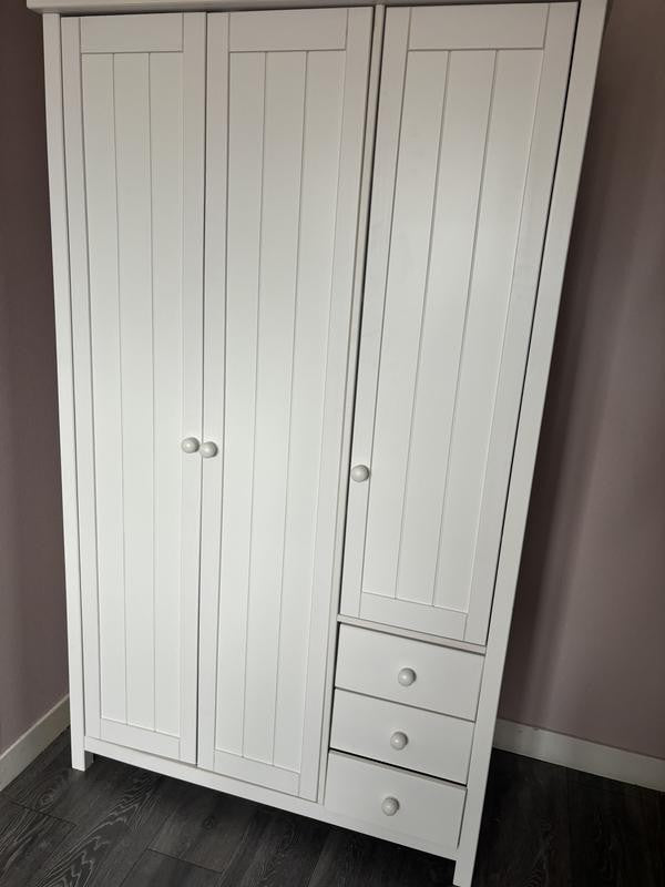Home Scandinavia 3 Door 3 Drawer Wardrobe White | Large Bedroom Storage Unit
