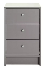 Home Malibu 3 Drawer Bedside Table Grey | Bedroom Nightstand Storage Furniture