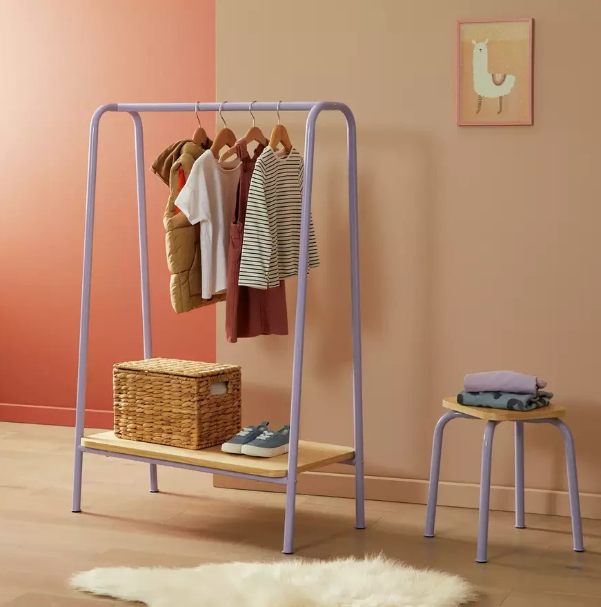 Kids Monty Clothes Rail Lilac | Children's Garment Hanging Rail Bedroom Furnitur