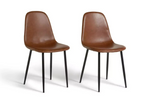 Habitat Beni Pair of Faux Leather Dining Chairs - Tan
