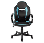 Faux Leather Mid Back Gaming Chair - Blue & Black