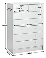 Malibu 5+2 Drawer Chest - Grey  ( B Grade )
