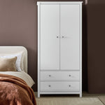 Brooklyn 2 Door 2 Drawer Wardrobe - White | White Closet with Drawers