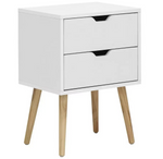 GFW Nyborg 2 Drawer Bedside Table White | Bedroom Nightstand Storage Furniture