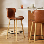 Etta Pair of Faux Leather Bar Stool - Brown | Kitchen Breakfast Chairs
