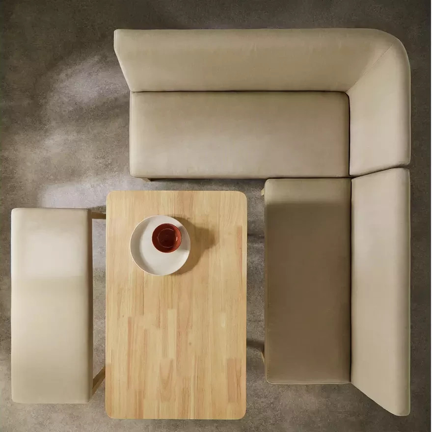 Home Conny Corner Dining Set Natural | Space Saving Kitchen Dining Furniture Set