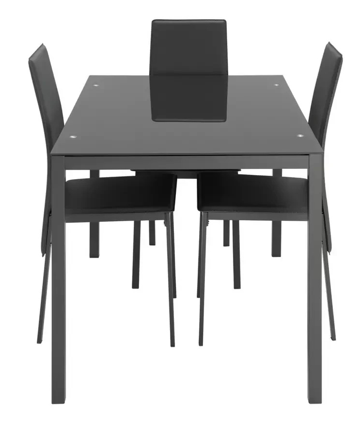 Home Lido Glass Dining Table & 4 Grey Chairs | Modern Kitchen Furniture