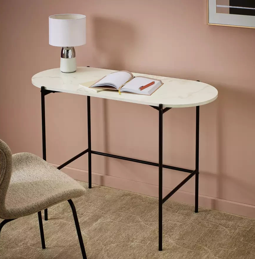 Home Jules Marble Style Office Desk White | Modern Home Office Desk Table