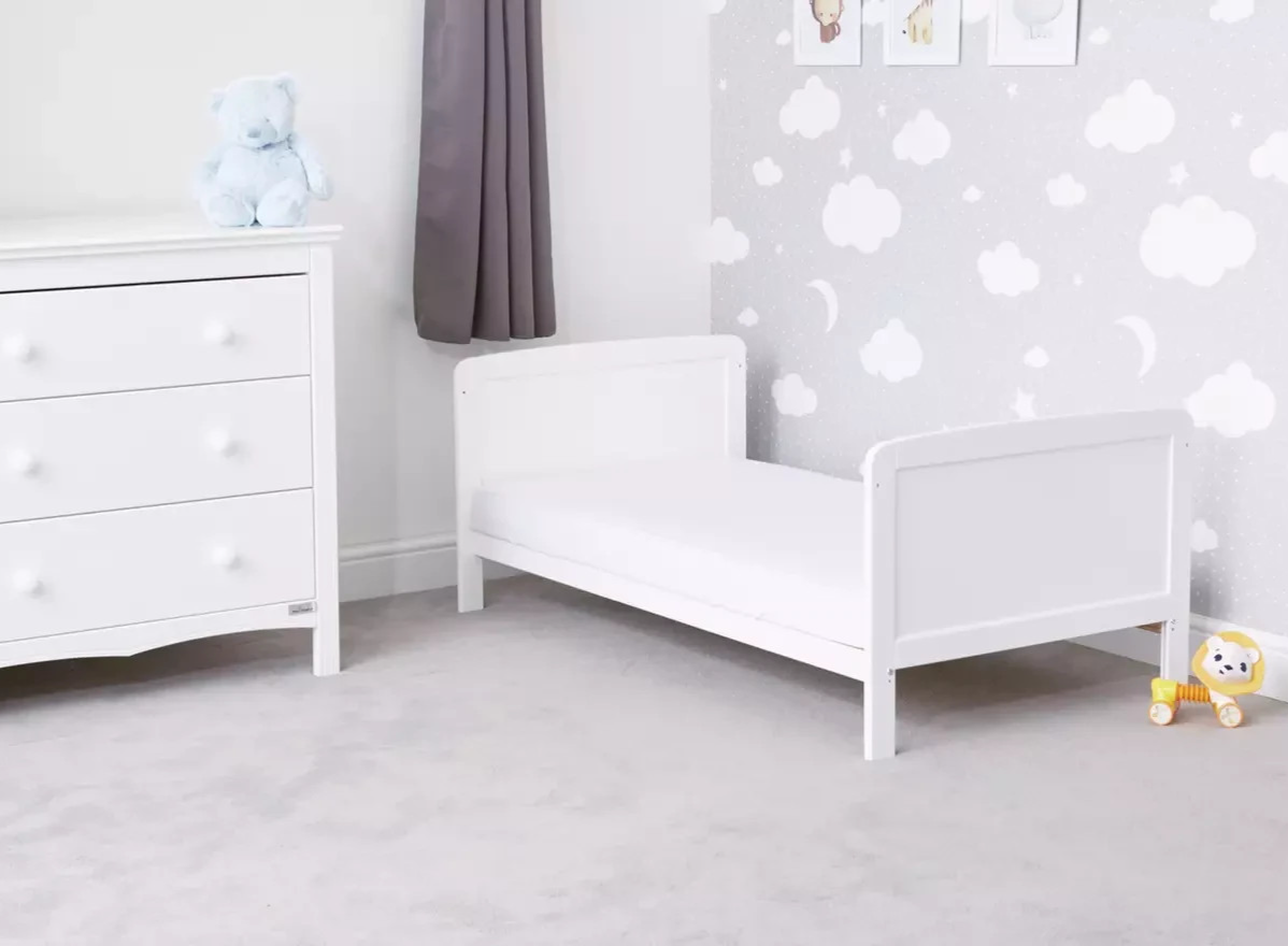 Baby Elegance Travis Baby Cot Bed with Mattress - White