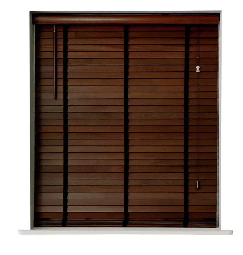 Wooden Brown 50mm Slat Venetian Blind 90cm | Window Privacy Blind Home