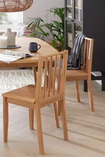 Nel Pair of Solid Wood Spindle Chairs Natural | Wooden Dining Chair Set