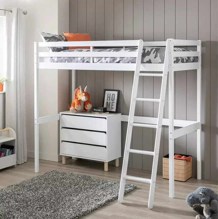 Kaycie High Sleeper Bed Single Bed Frame - White