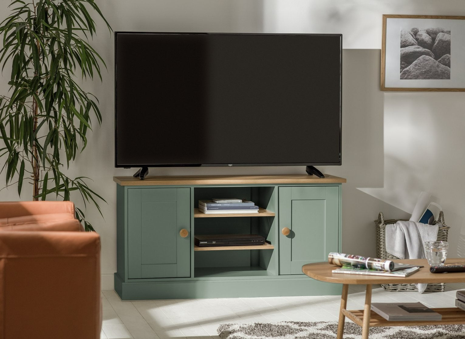 Home Winchester 2 Door TV Unit - Green | Contemporary Media Furniture