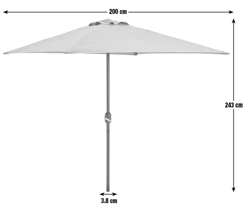 Habitat 2m Square Garden Parasol - Grey | Large Outdoor Umbrella Patio Garden