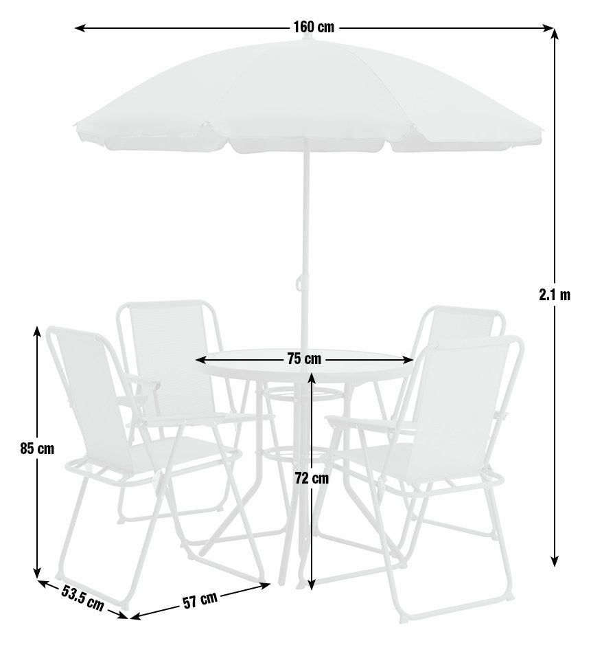 Home 4 Seater Metal Patio Set - Light Grey | Outdoor Garden Furniture