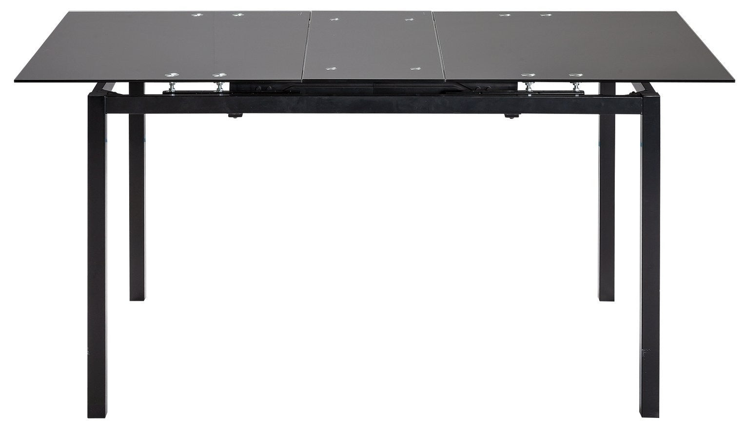 Home Lido Glass Extending Table & 6 Black Chairs | Modern Kitchen Dining Set