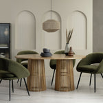 Jericho Solid Wood 6 Seater Dining Table - Natural |Modern Living Room Furniture