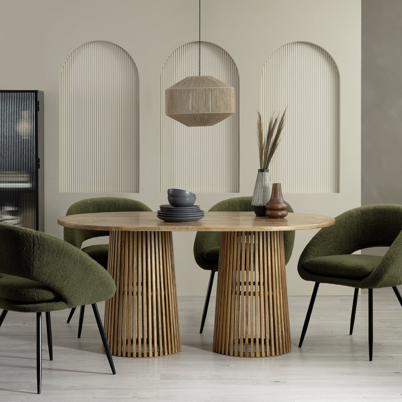 Jericho Solid Wood 6 Seater Dining Table - Natural |Modern Living Room Furniture