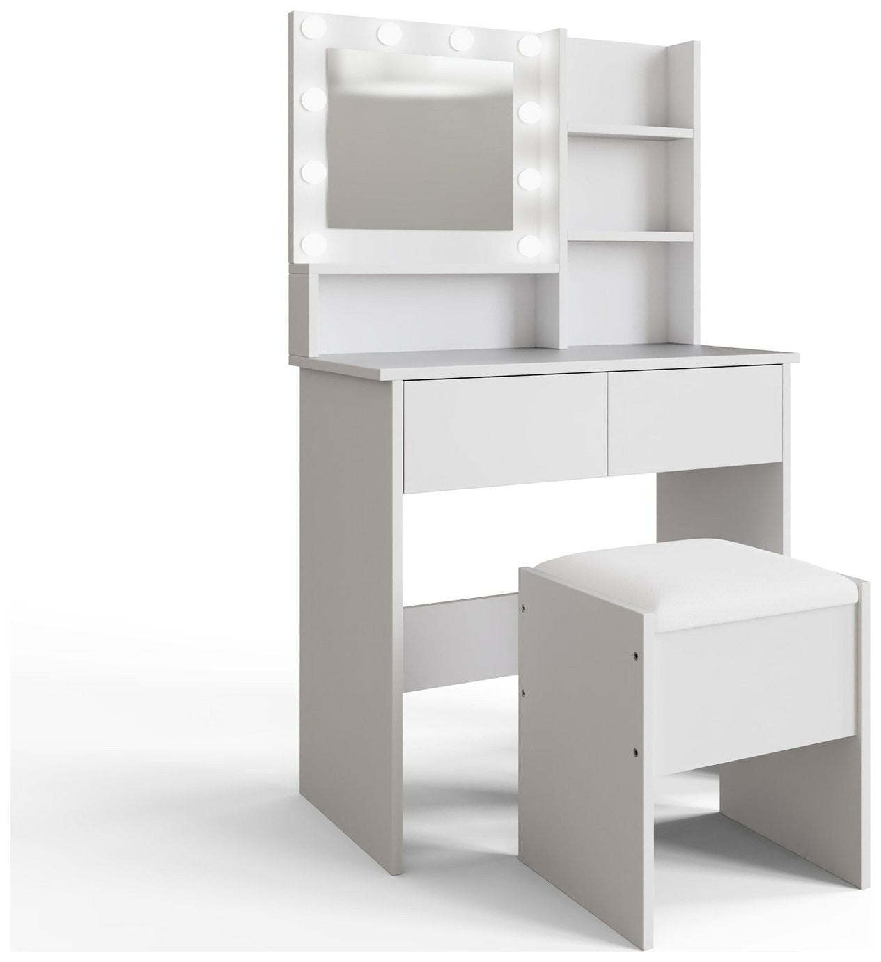 GFW Eva 2 Drawer Dressing Table With Stool - White | White vanity table