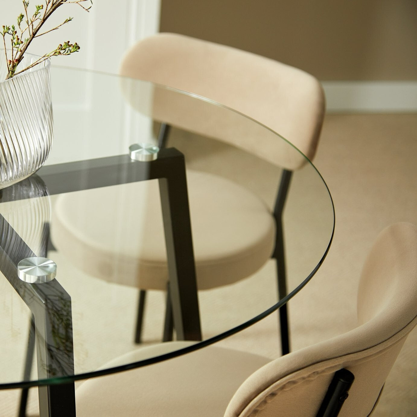 Fyra Glass Dining Table & 4 Natural Chairs ( B Grade 54814 - 54817 )