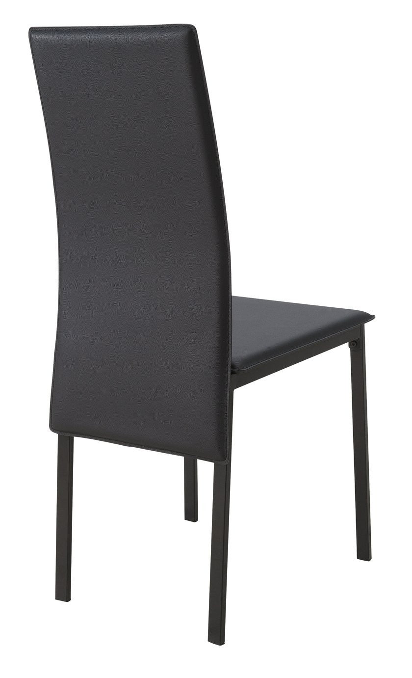 Home Lido Glass Extending Table & 6 Black Chairs | Modern Kitchen Dining Set