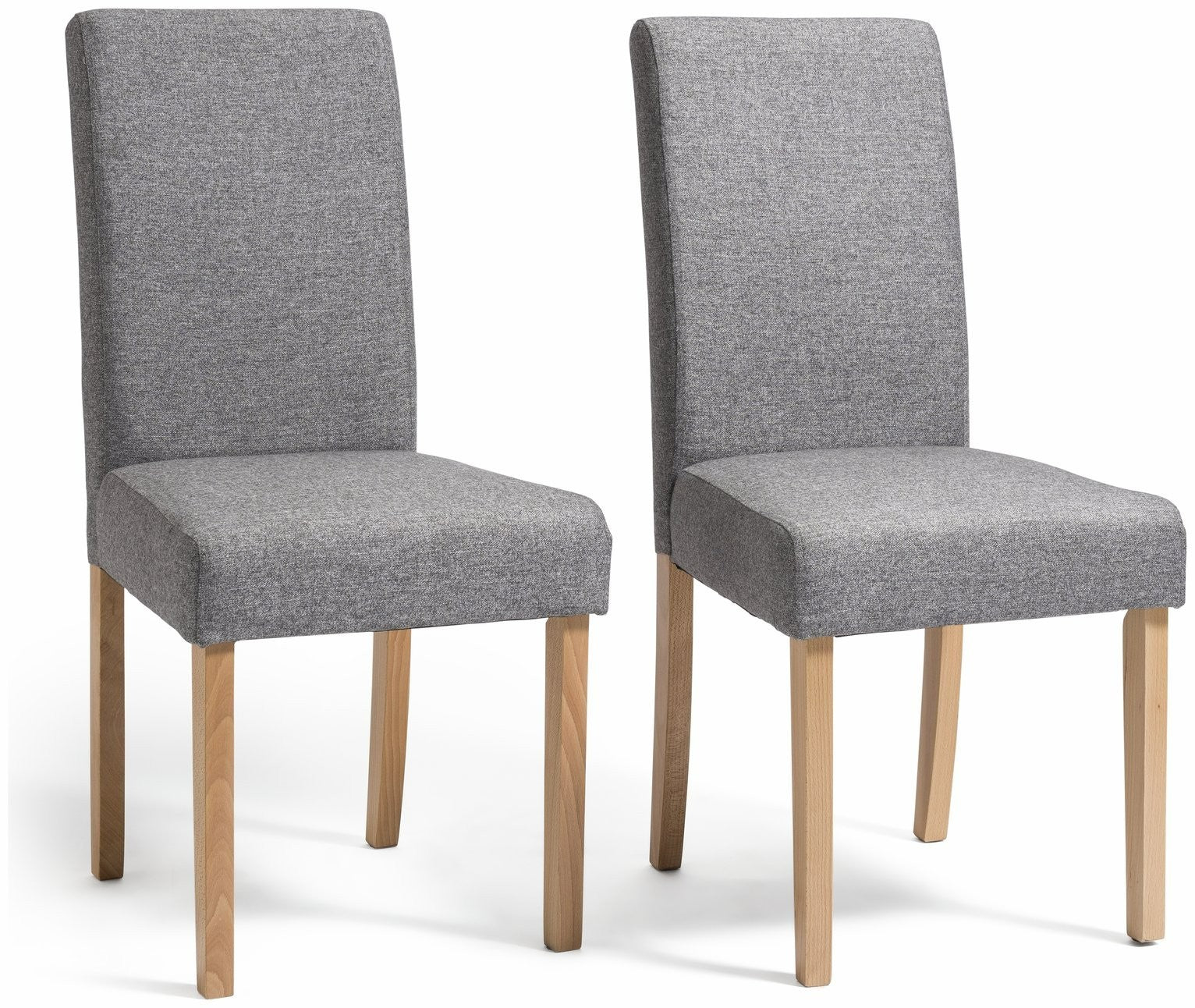 Home Pair of Tweed Fabric Dining Chairs - Grey | Textured Upholstered Comfort