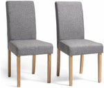 Home Pair of Tweed Fabric Dining Chairs - Grey | Textured Upholstered Comfort