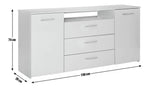 Home Hayward 2 Door 3 Drawer Large Sideboard Grey Gloss | Modern Storage Cabinet