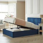 Pandora Double End Lift Ottoman Bed - Navy