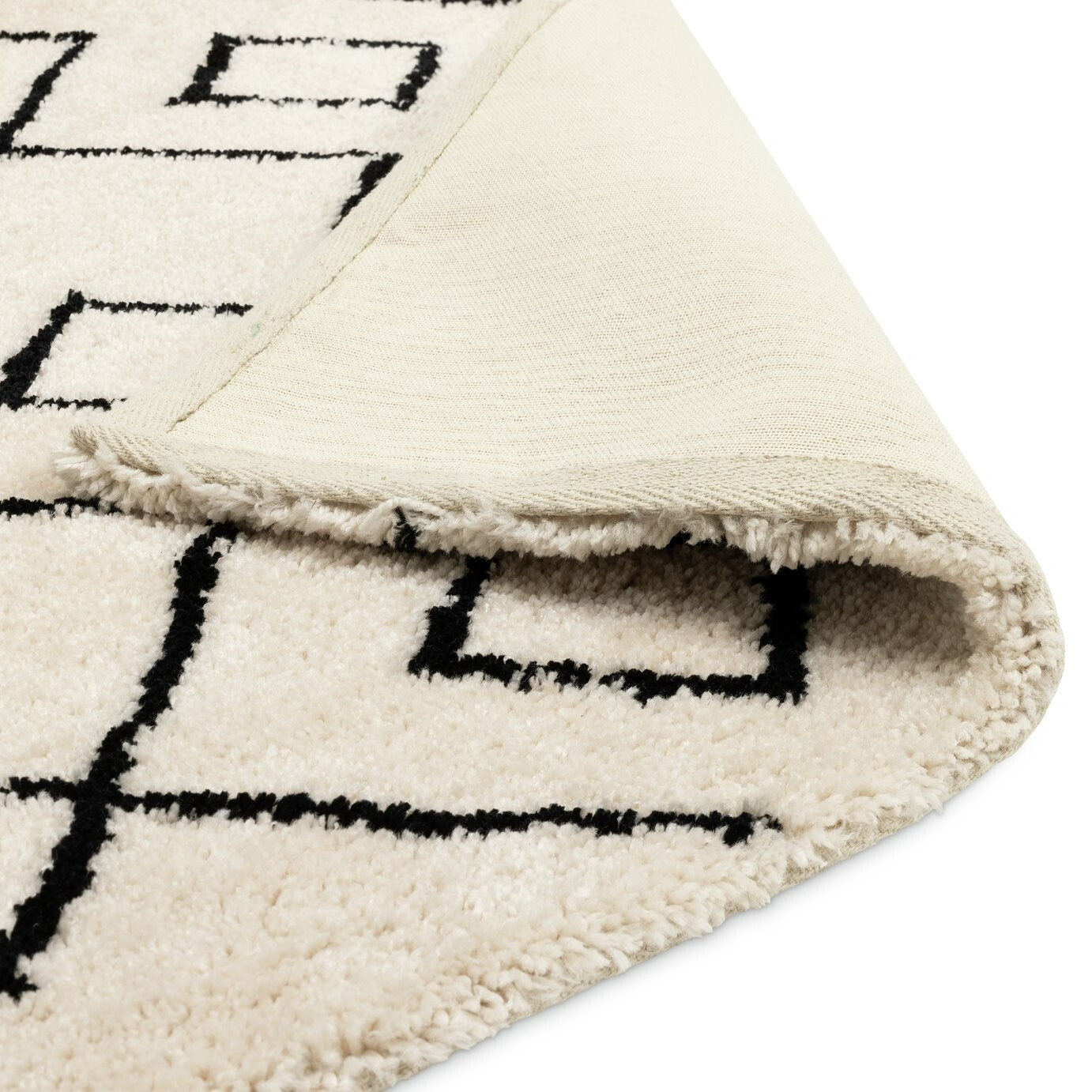 Habitat Diamond Tufted Cream & Black Shaggy Rug - 230x160cm