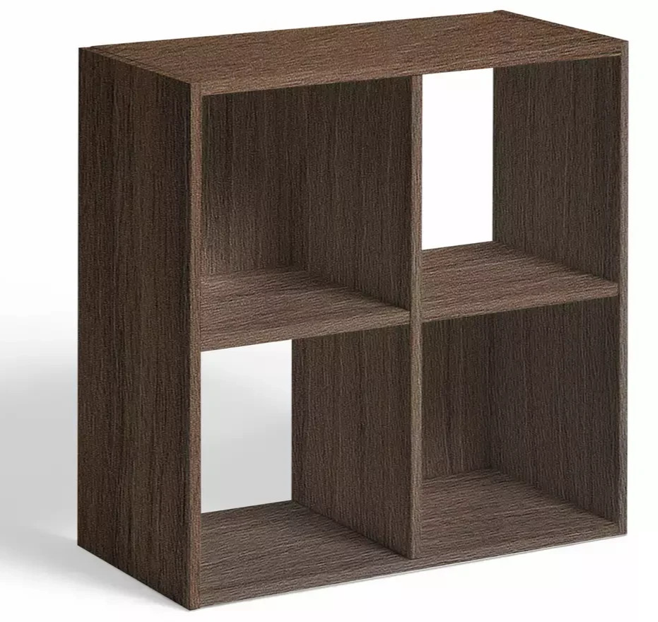 Home Squares 4 Cube Storage Unit Walnut | Cube Shelving Storage Bookcase Furnitu