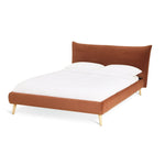 Marshmallow Velvet Double Bed Frame - Rust | Stylish Room Arrangement