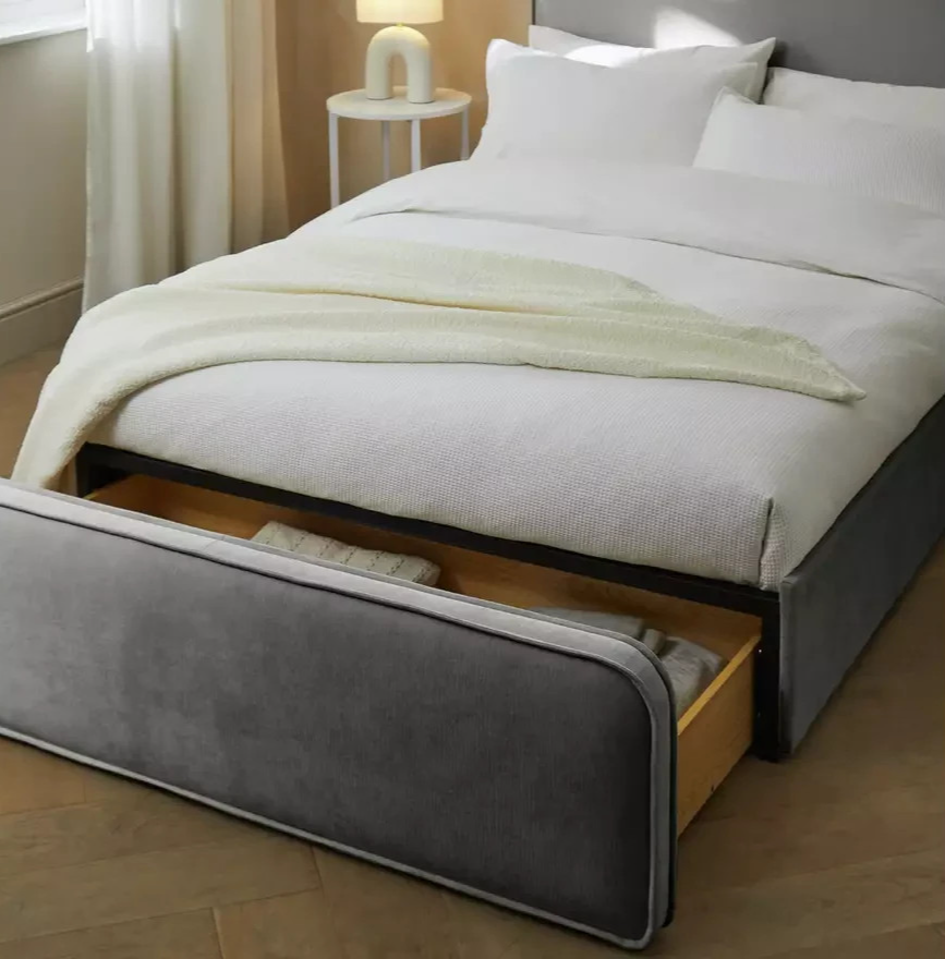 Ruxley Kingsize End Drawer Storage Bed - Grey | Stylish Sleep Space