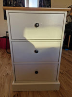 Home Kensington 3 Drawer Bedside Table Ivory | Bedroom Storage Nightstand Unit