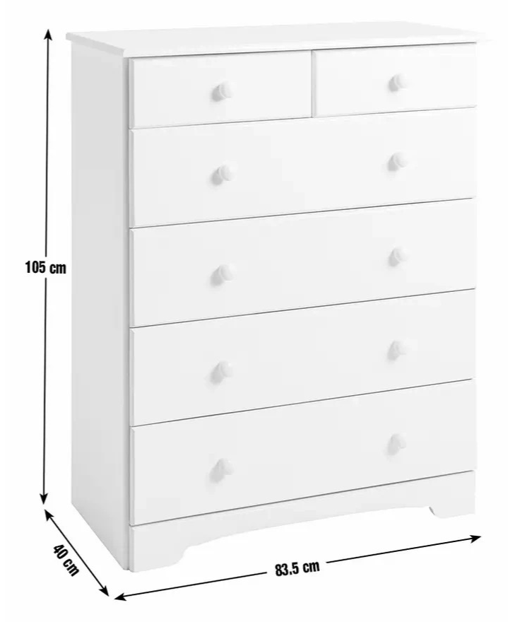 Home Nordic 6 Drawer Chest Grey | Wooden Storage Unit Bedroom Furniture