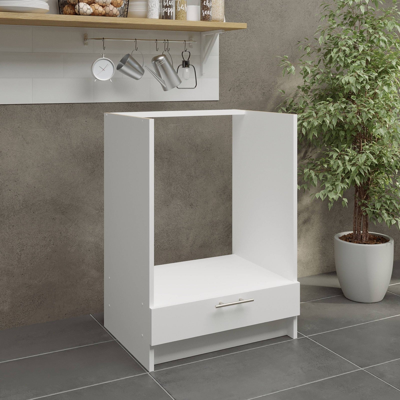 JD Greta Fixed Height Kitchen Oven Unit 600mm - White Matt A-
