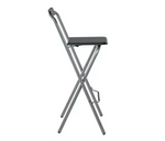 Pair of Folding Metal Bar Stools - Black & Silver