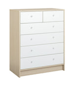 Kids Malibu 4+2 Drawer Chest - White & Acacia