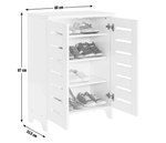Slatted 2 Door Shoe Storage Cabinet - White