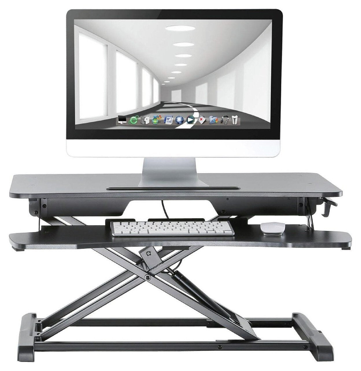 Proper AV Sit Stand Workstation 2 Tier - Black | Adjustable Standing Desk