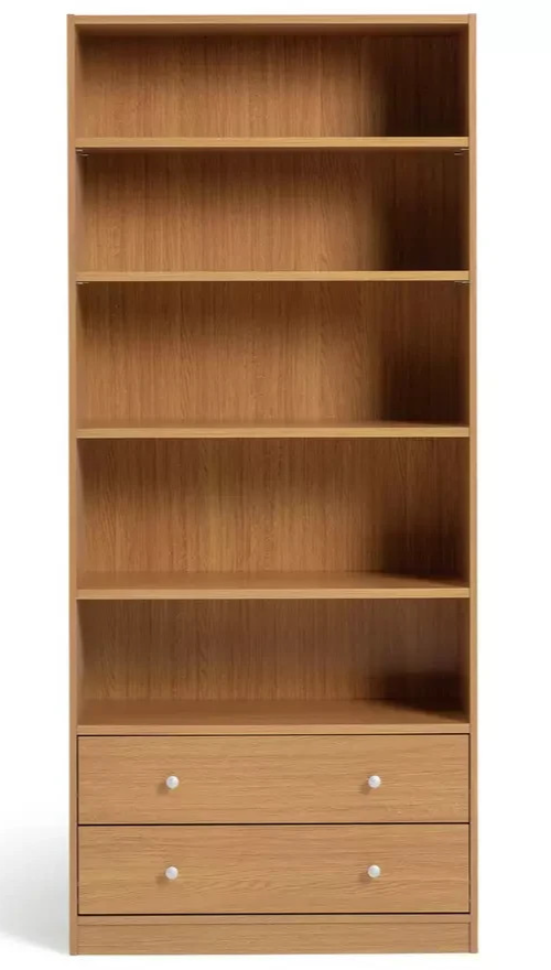 Maine 2 Drawer Bookcase - Oak Effect
