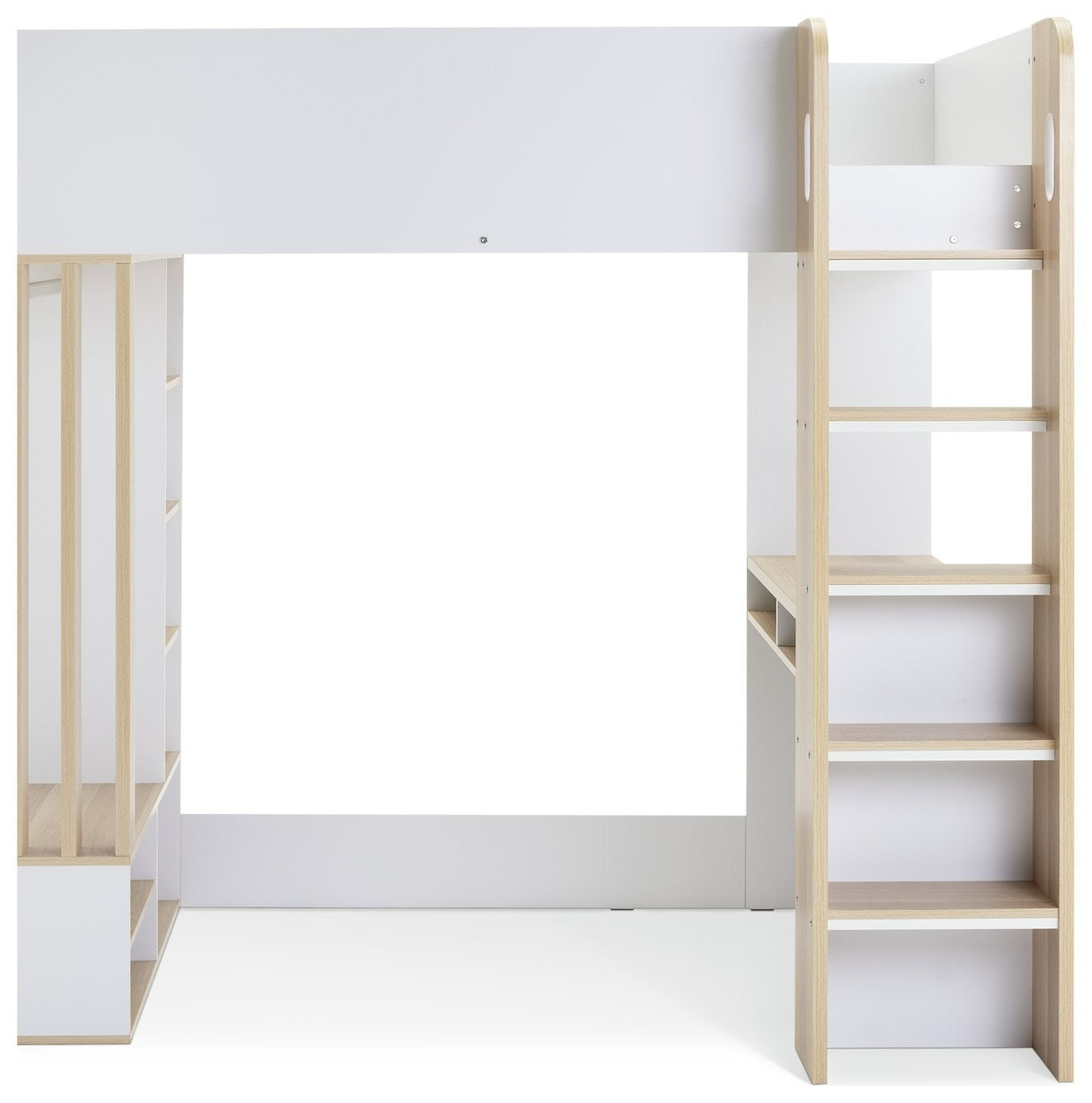 Norah Teen Slatted High Sleeper Bed Frame- White | Teen Loft Bed