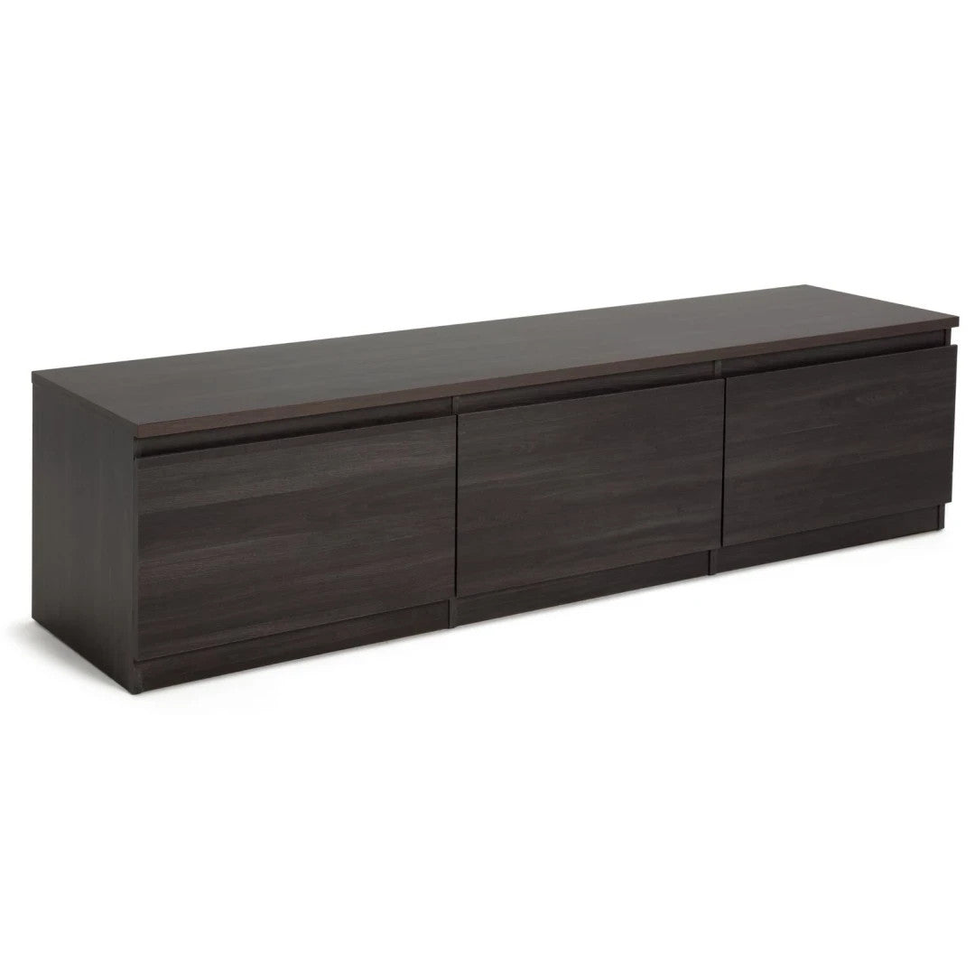 Jenson 3 Door TV Unit Black Brown | Modern Living Room Entertainment Cabinet