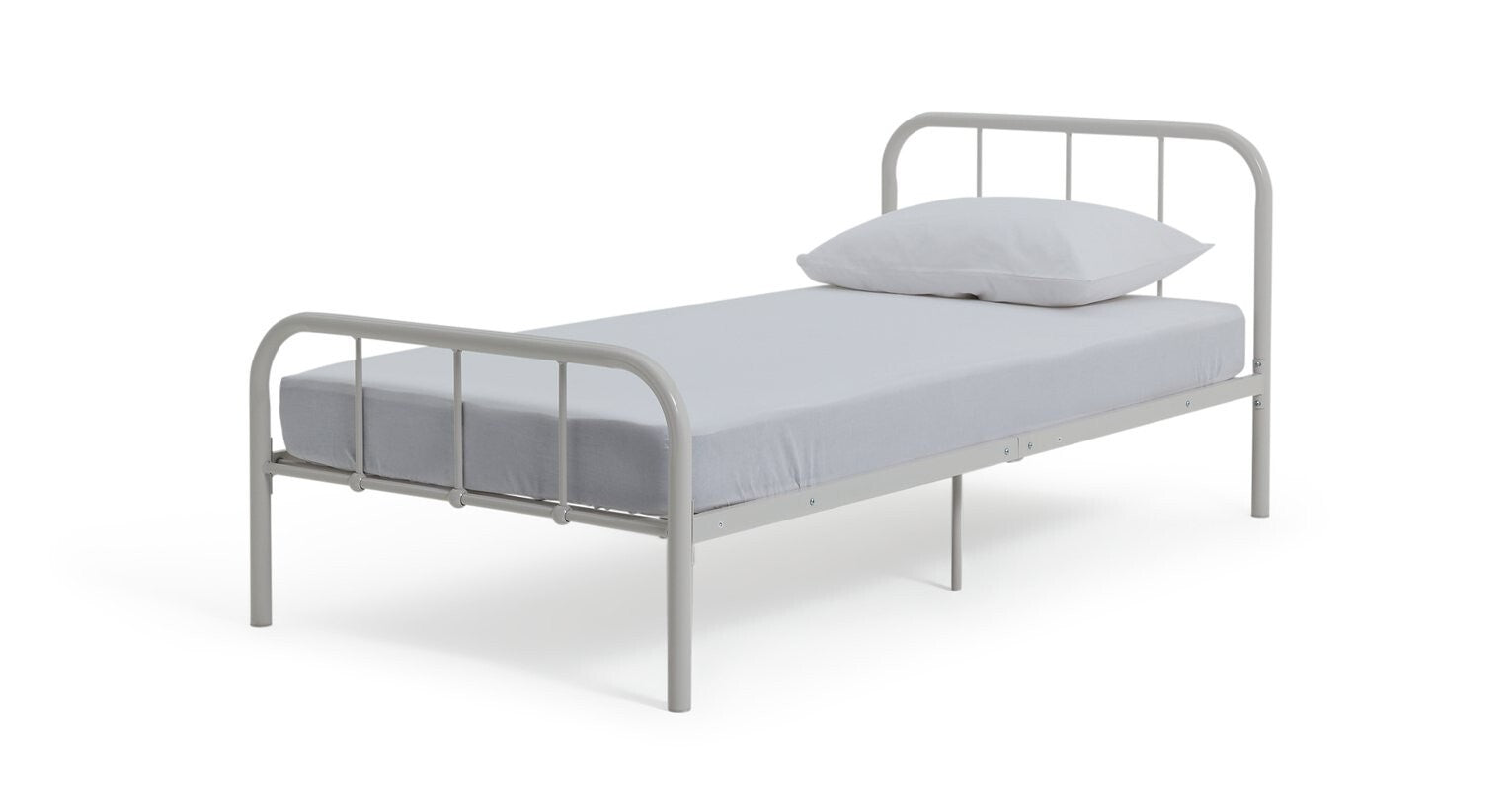 Charlie Single Metal Bed Frame - White with Memory Foam Mattress