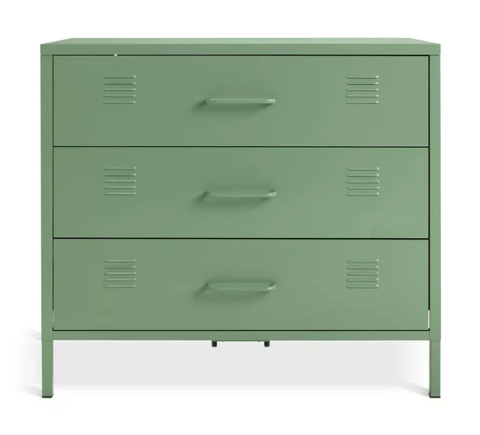 Stevie 3 Drawer Chest Green | Bedroom Storage Chest of Drawers Furniture