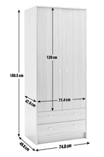 Malibu 2 Door 2 Drawer Wardrobe - Black Oak Effect | Bedroom Storage for Clothes