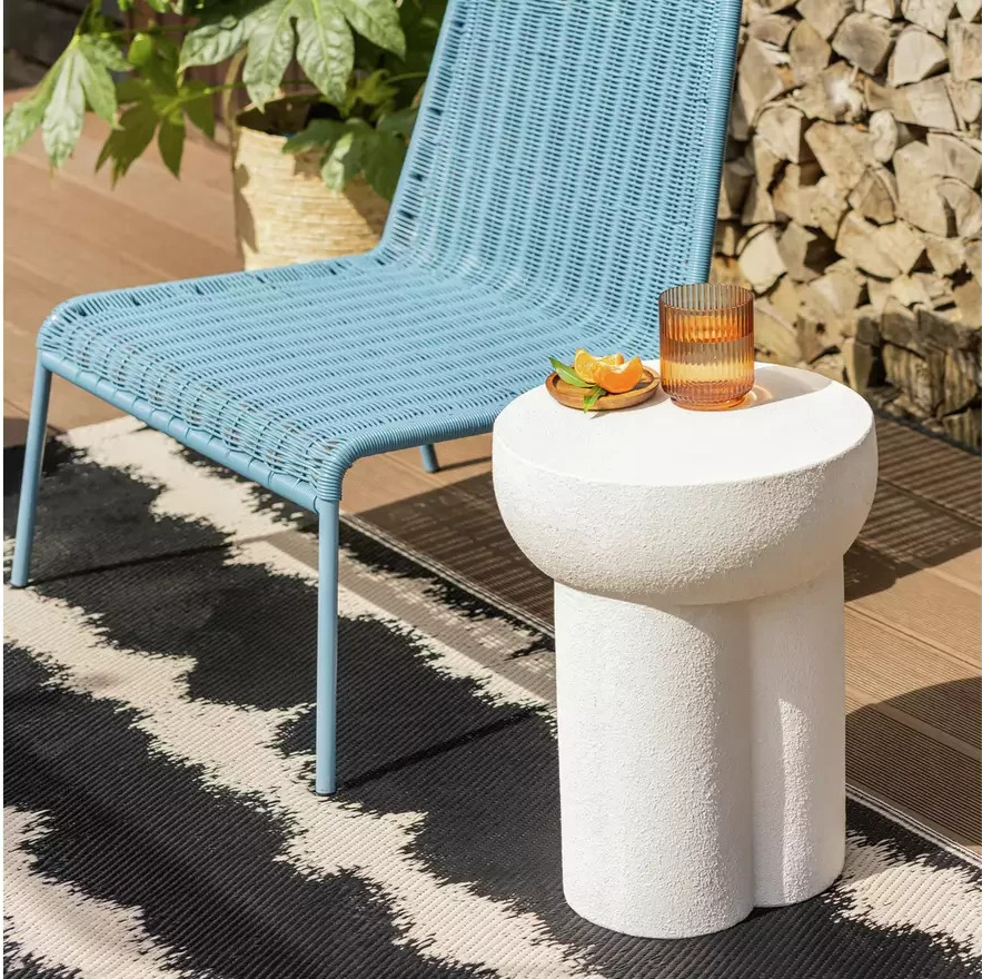 Palma Round Concrete Effect Garden Side Table White | Outdoor Patio Side Table F