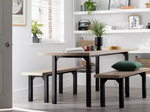 Home Zayn Dining Table & 2 Benches Birch | Space Saving Dining Furniture Set