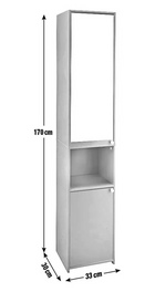 Home Prime Mirrored Bathroom Tallboy Black | Freestanding Bathroom Storage Unit