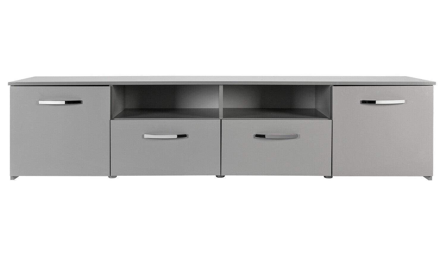 Home Hayward 2 Door TV Unit Gloss Grey | Modern Media Stand with Storage Shelves